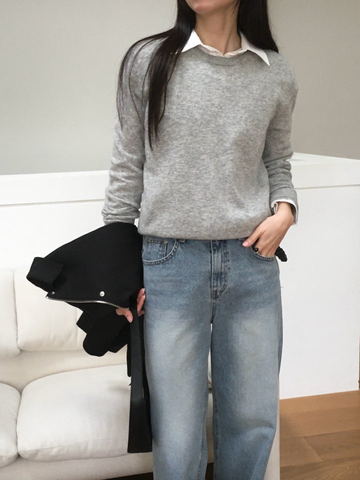 Moani - Korean Women Fashion - #momslook - Wool Cashmere Double Lipped Round Neck Knit Pullover - 4