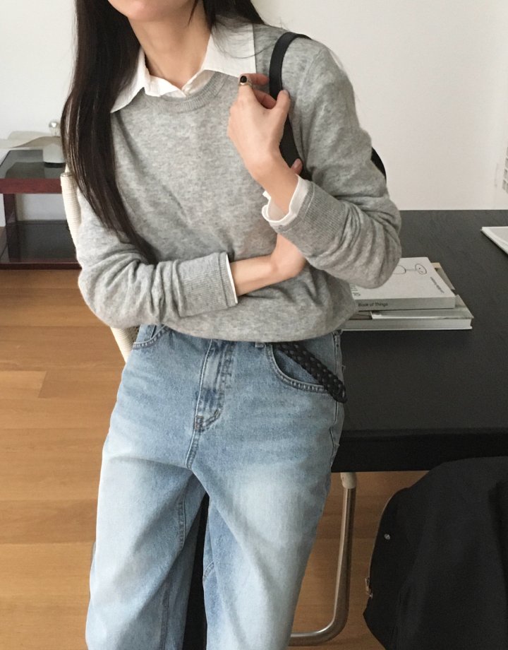 Moani - Korean Women Fashion - #womensfashion - Wool Cashmere Double Lipped Round Neck Knit Pullover - 8