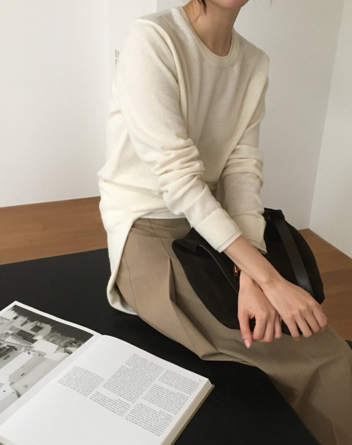 Moani - Korean Women Fashion - #womensfashion - Wool Cashmere Double Lipped Round Neck Knit Pullover