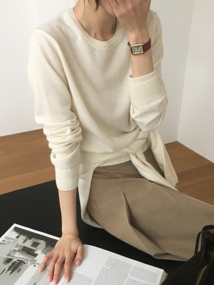 Moani - Korean Women Fashion - #womensfashion - Wool Cashmere Double Lipped Round Neck Knit Pullover - 3
