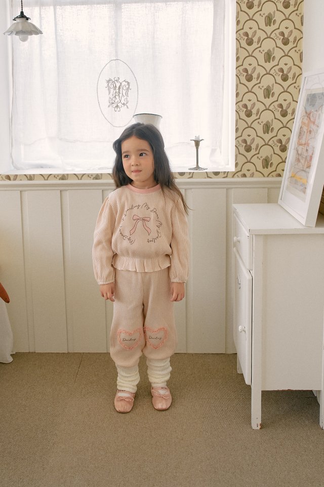 Momo Ann - Korean Children Fashion - #childofig - Waffle Top Bottom Set - 3