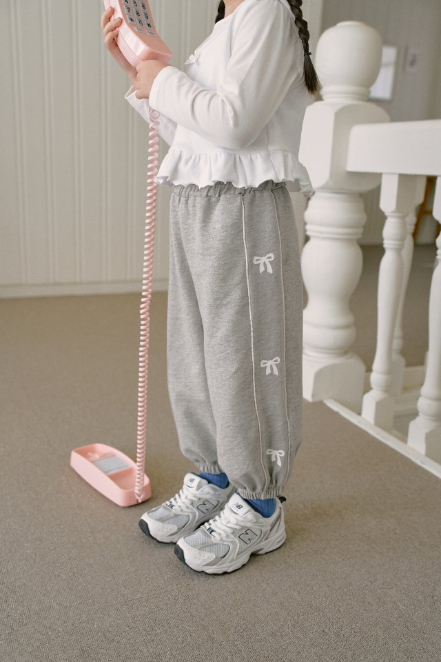 Momo Ann - Korean Children Fashion - #designkidswear - Ribbon Jogger Pants - 3