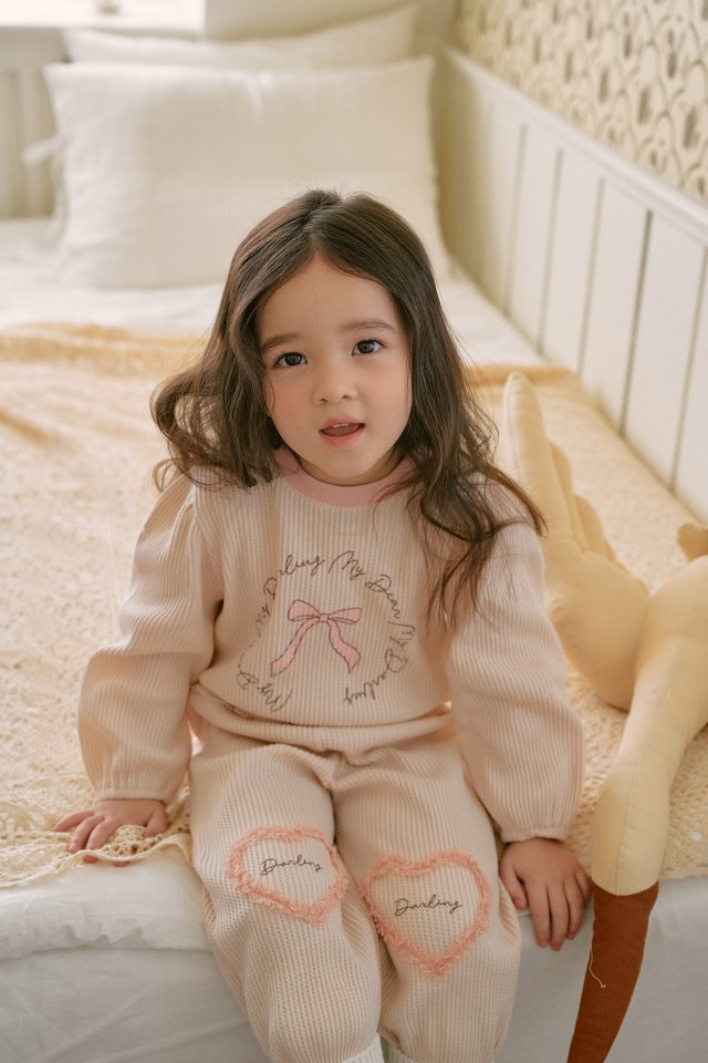 Momo Ann - Korean Children Fashion - #fashionkids - Waffle Top Bottom Set - 7