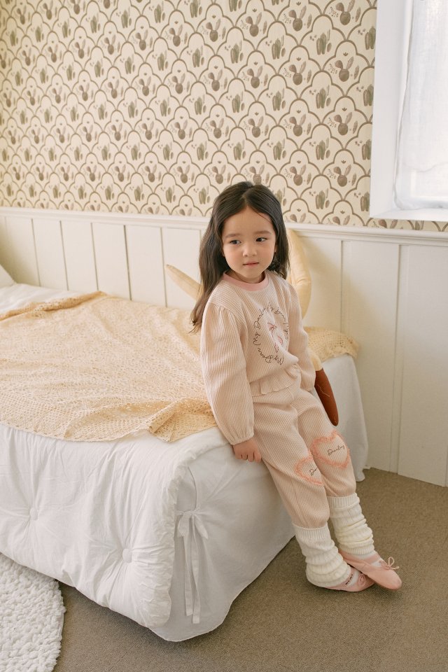 Momo Ann - Korean Children Fashion - #kidsshorts - Waffle Top Bottom Set - 8