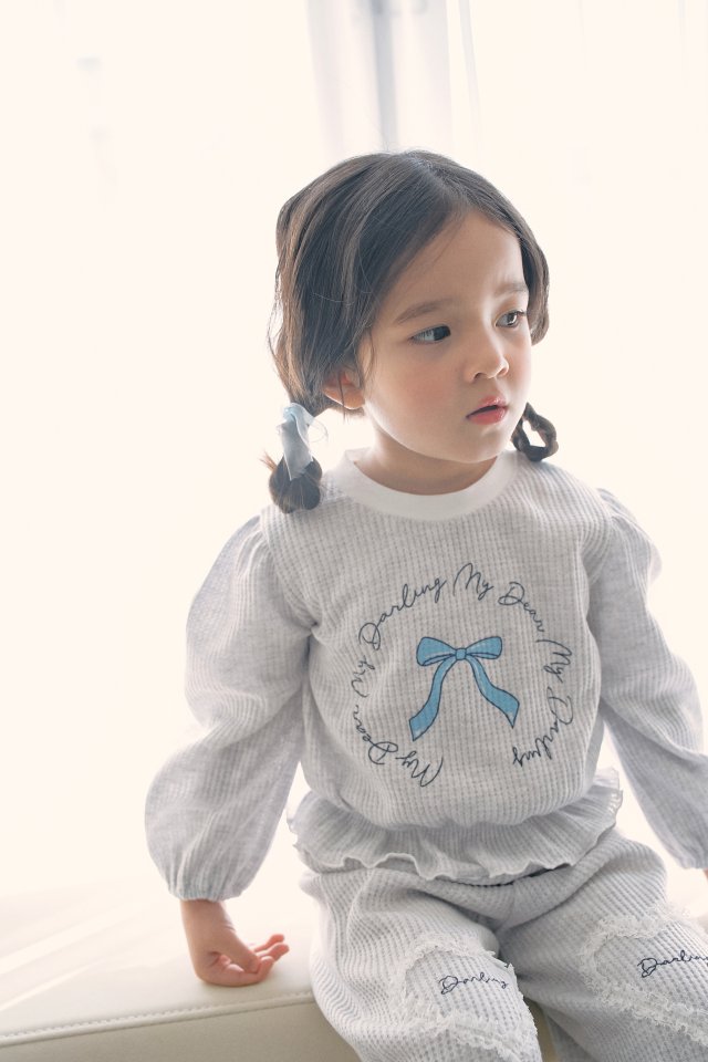 Momo Ann - Korean Children Fashion - #kidsstore - Waffle Top Bottom Set - 9