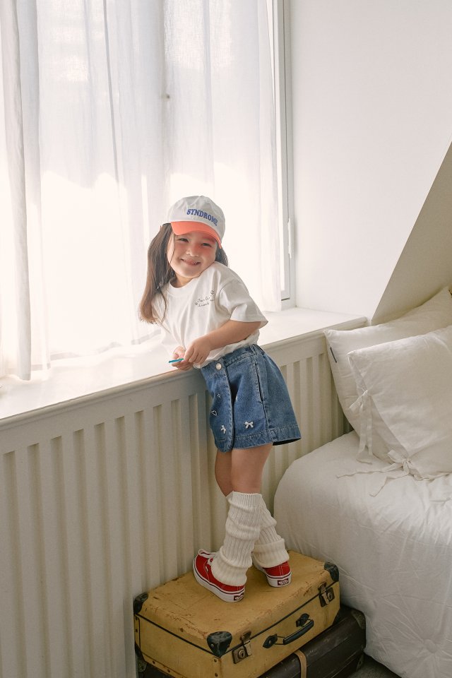 Momo Ann - Korean Children Fashion - #kidzfashiontrend - Wrap Jeans Shorts - 3