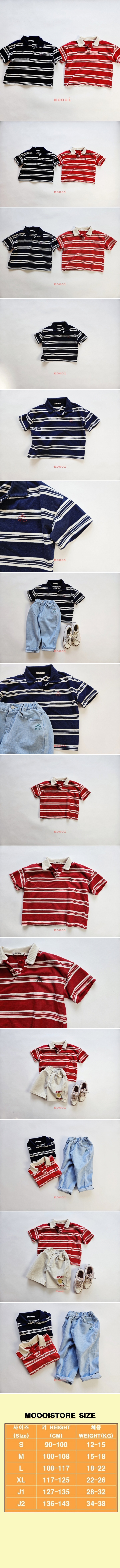 Mooi Store - Korean Children Fashion - #magicofchildhood - Collar Stripe Tee (Junior)