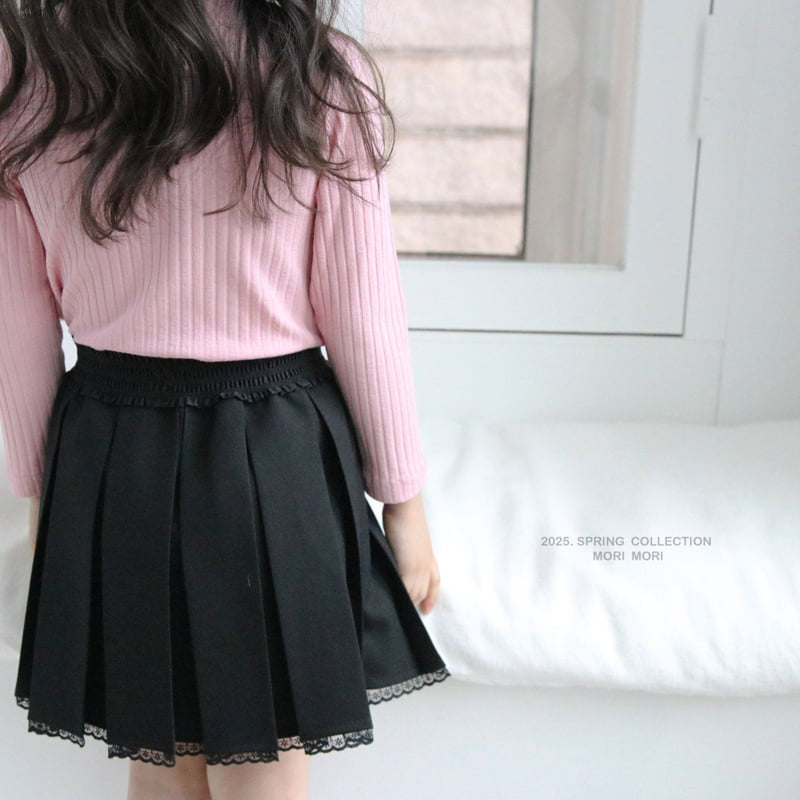 Mori Mori - Korean Children Fashion - #kidzfashiontrend - Lace Pleated Skirt - 4
