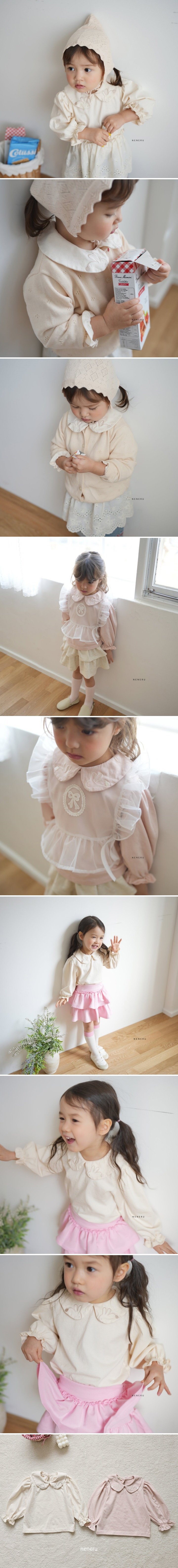 Neneru - Korean Baby Fashion - #babyfashion - Bunny Embroidery Collar Tee