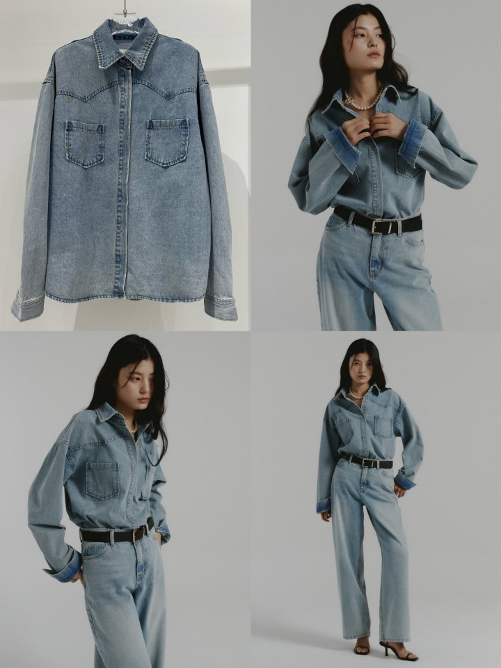 Neroli36 - Korean Women Fashion - #momslook - Salt Denim Shirt - 3