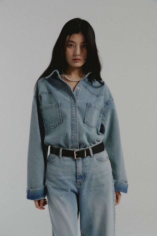 Neroli36 - Korean Women Fashion - #momslook - Salt Denim Shirt - 5