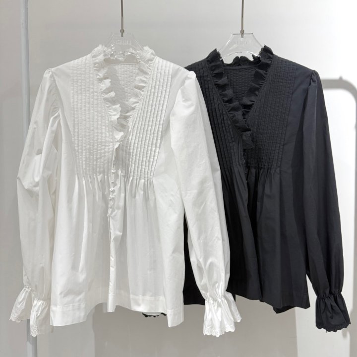 Neroli36 - Korean Women Fashion - #momslook - M Pin-tuck Embroidery Blouse - 6