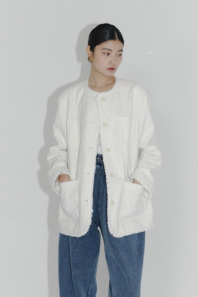 Neroli36 - Korean Women Fashion - #momslook - H Pocket Tweed Jacket - 11