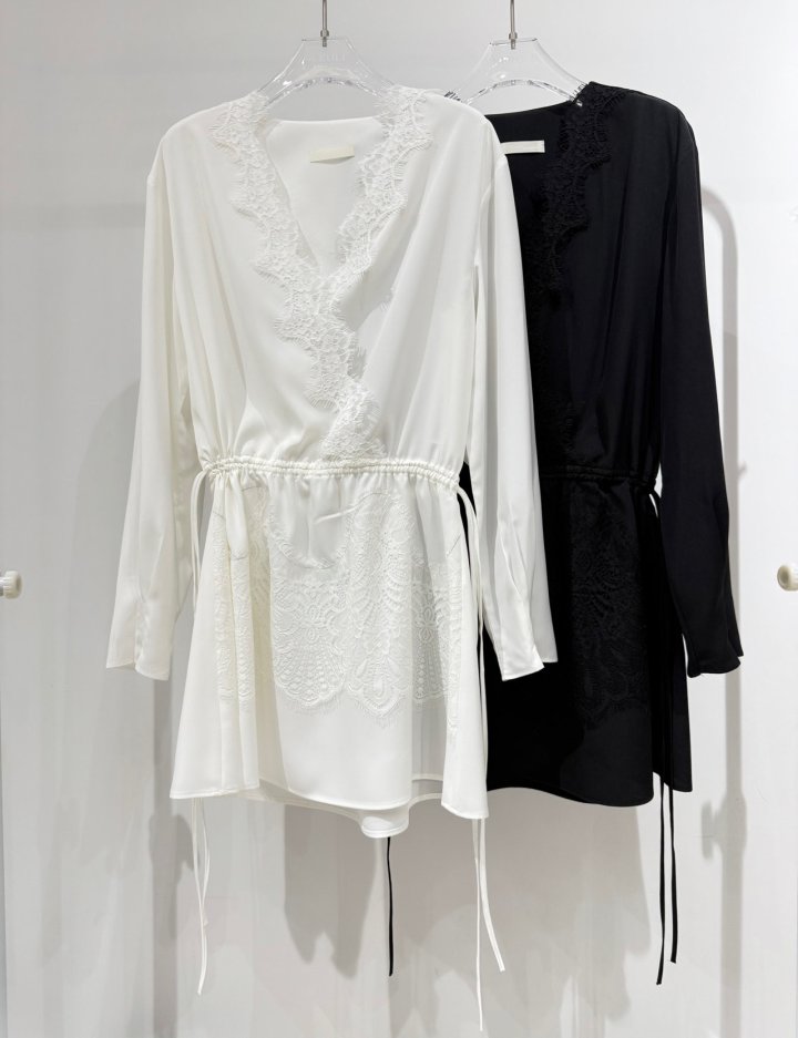 Neroli36 - Korean Women Fashion - #momslook - Lace Layered One-piece - 11