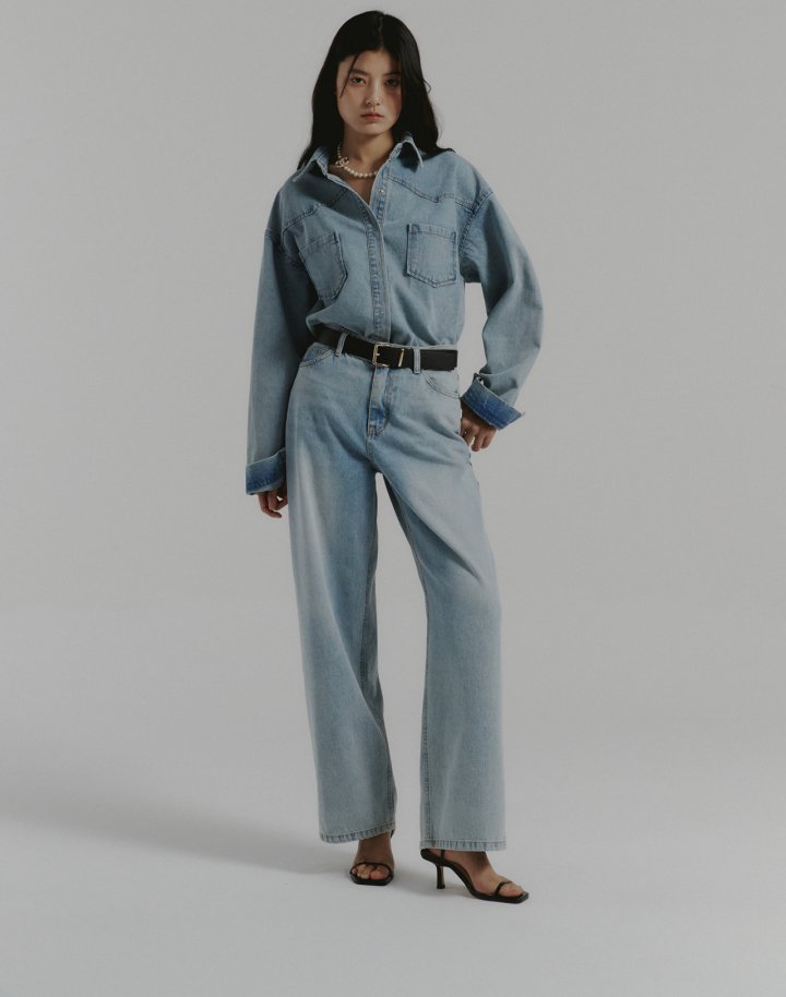 Neroli36 - Korean Women Fashion - #momslook - Salt Denim Shirt - 4
