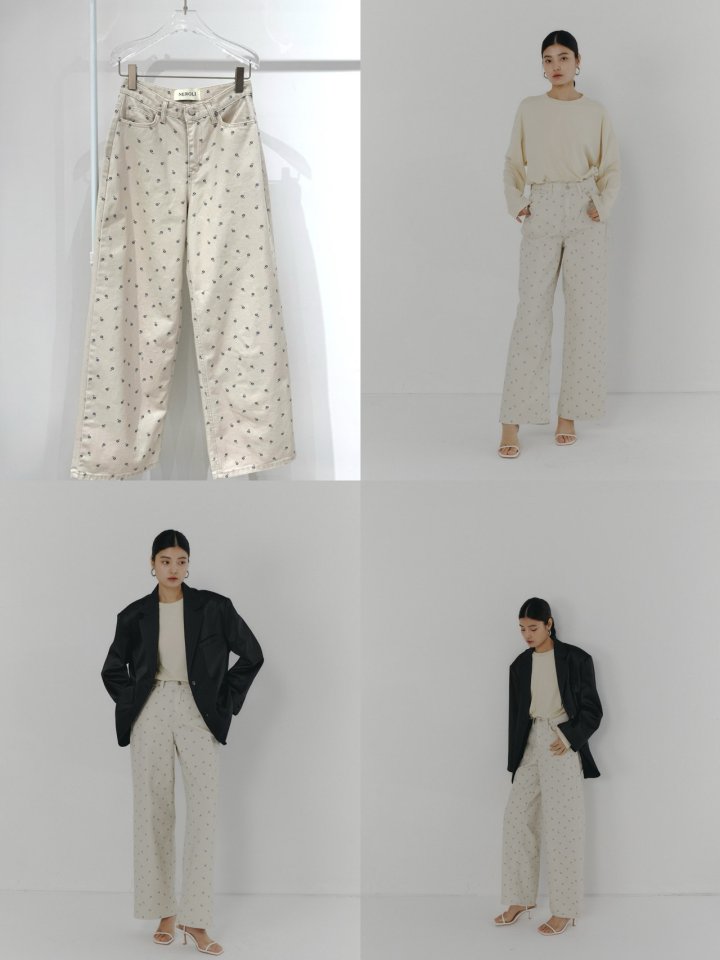 Neroli36 - Korean Women Fashion - #womensfashion - Flower Straight Pants - 2