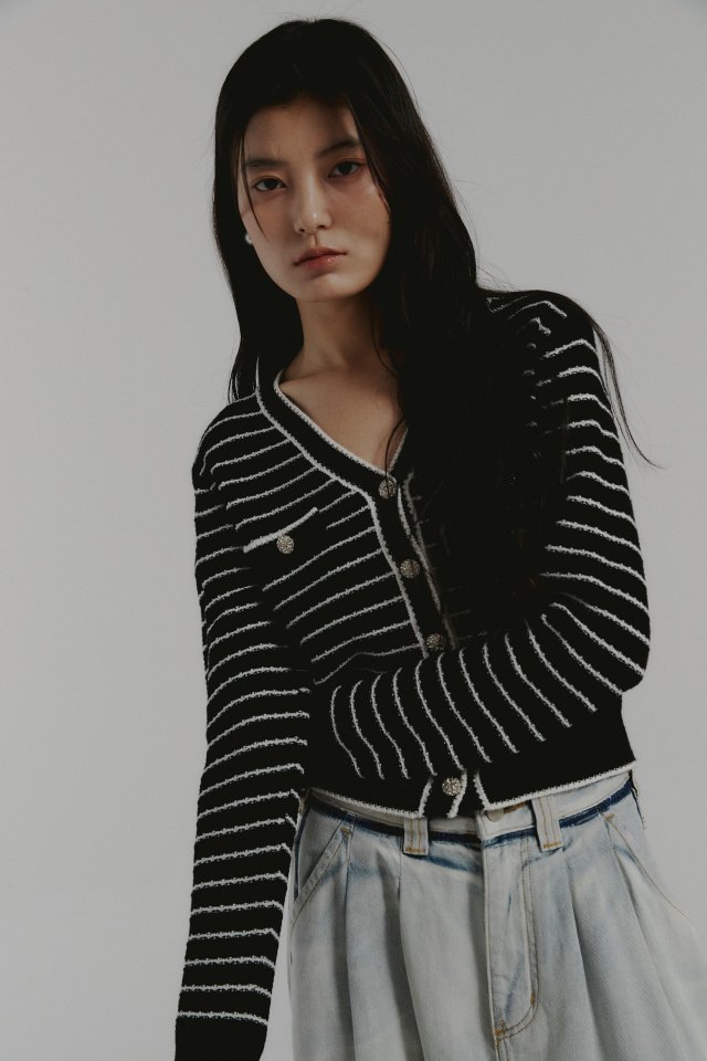 Neroli36 - Korean Women Fashion - #womensfashion - M Stripe Cardigan - 5