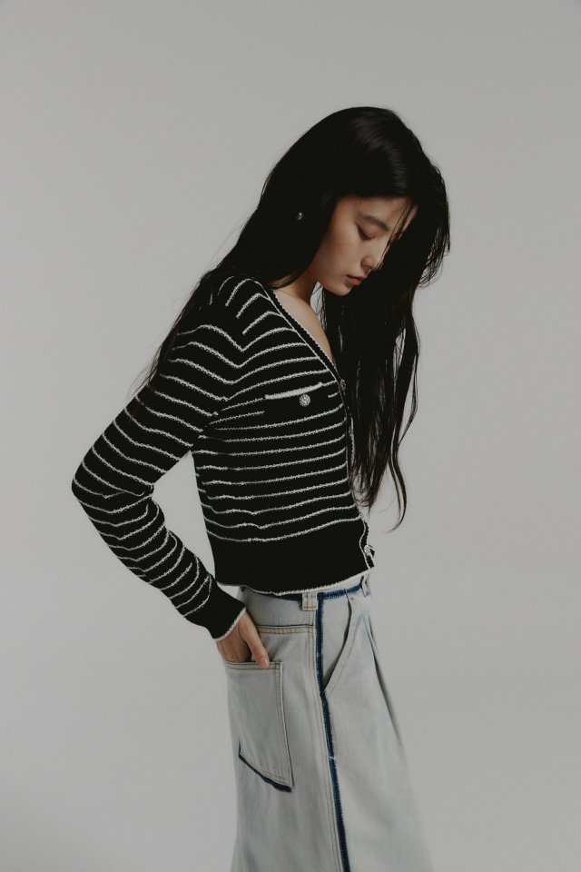 Neroli36 - Korean Women Fashion - #womensfashion - M Stripe Cardigan - 7
