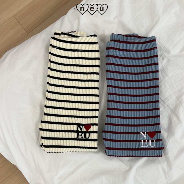 Neu - Korean Children Fashion - #kidsstore - Ribbed Stripe Leggings - 4
