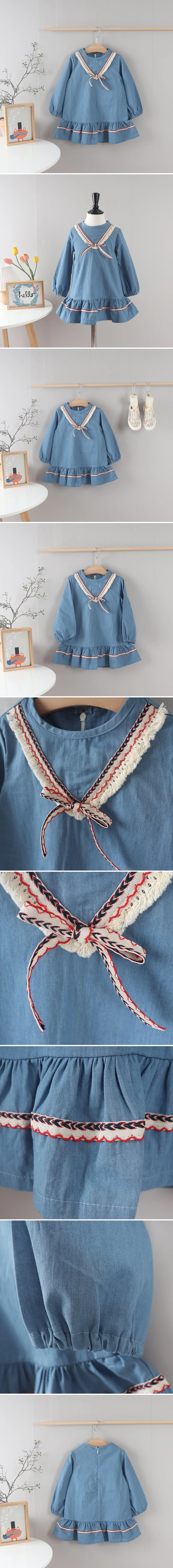 New Pierrot - Korean Children Fashion - #fashionkids - Denim Ribbon One-piece