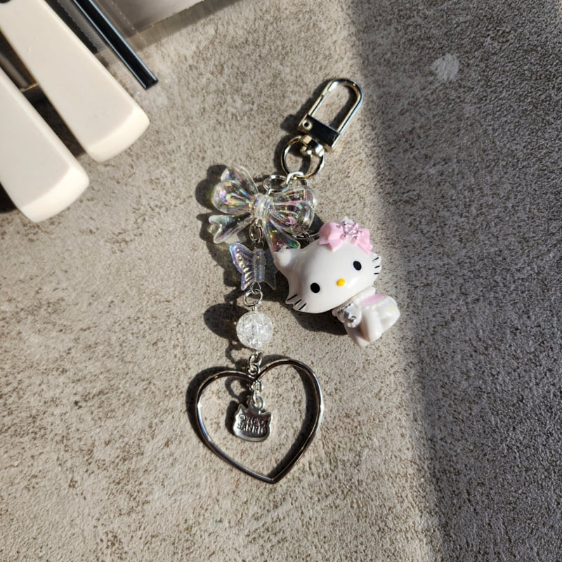 Newerly - Korean Women Fashion - #momslook - Silver Heart Cat Keyring