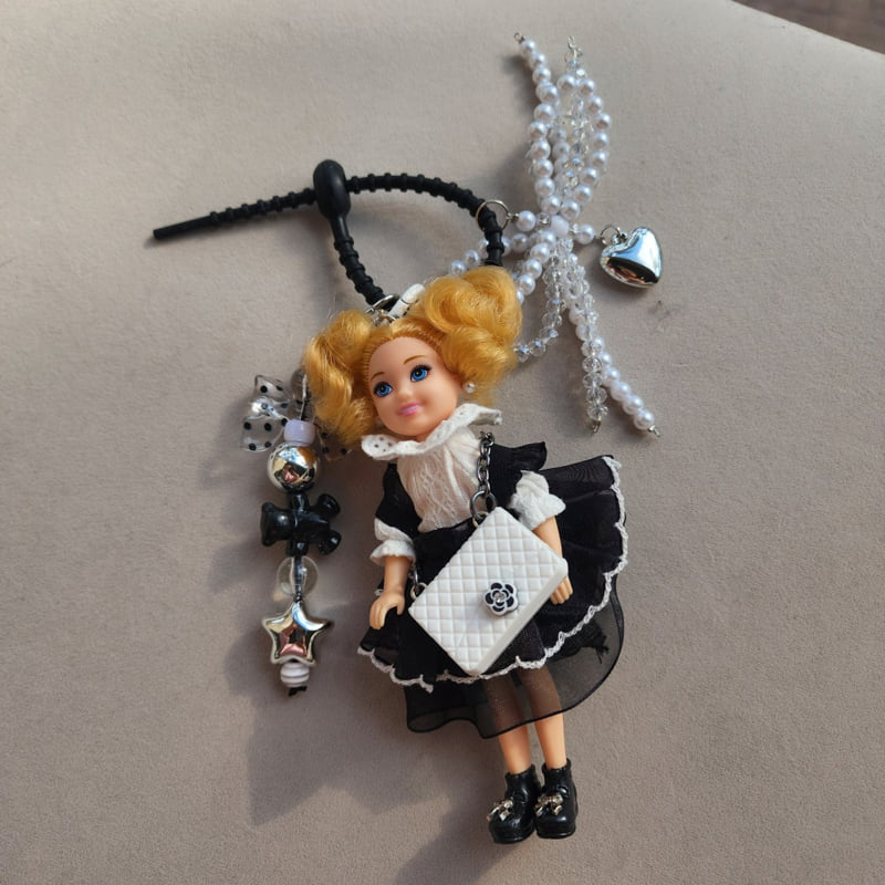 Newerly - Korean Women Fashion - #momslook - Chiffon One-piece Doll Keyring - 2