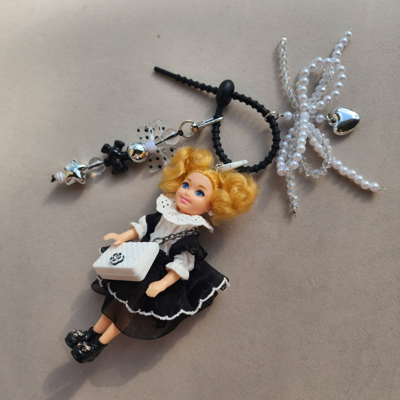 Newerly - Korean Women Fashion - #womensfashion - Chiffon One-piece Doll Keyring - 4