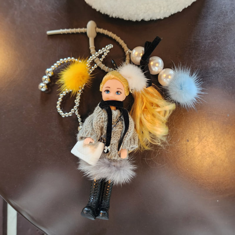 Newerly - Korean Women Fashion - #momslook - Knit Ball Blonde Doll Keyring