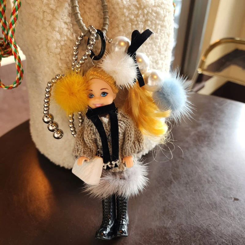 Newerly - Korean Women Fashion - #momslook - Knit Ball Blonde Doll Keyring - 2