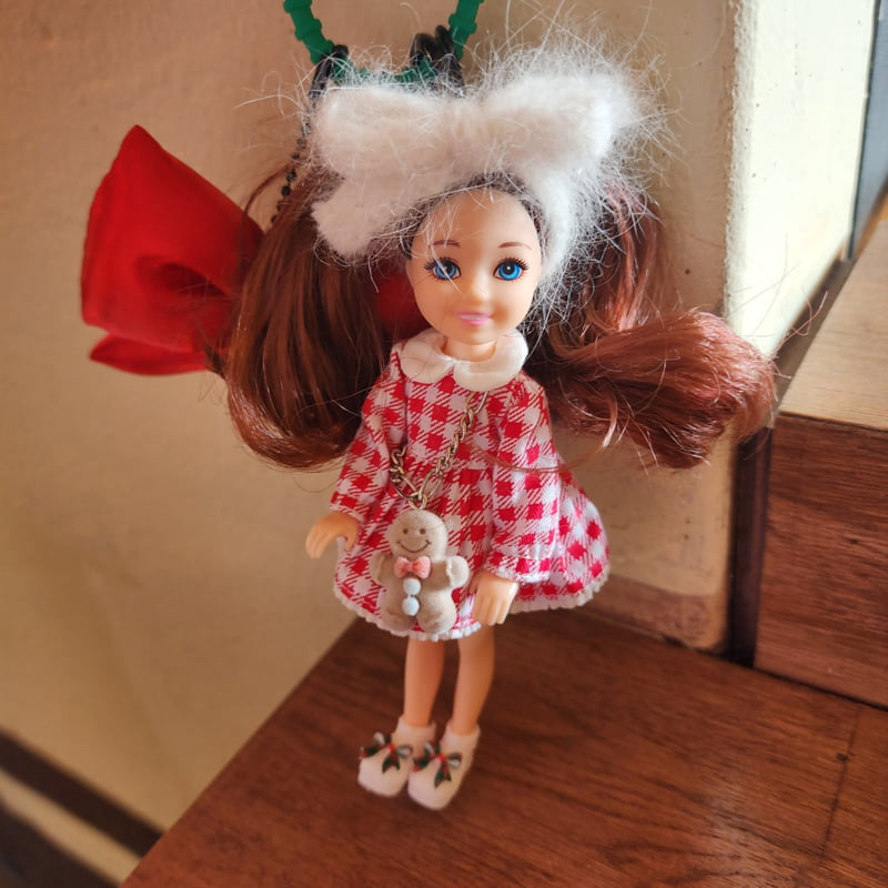 Newerly - Korean Women Fashion - #momslook - Red Check Angora Ribbon Keyring - 2