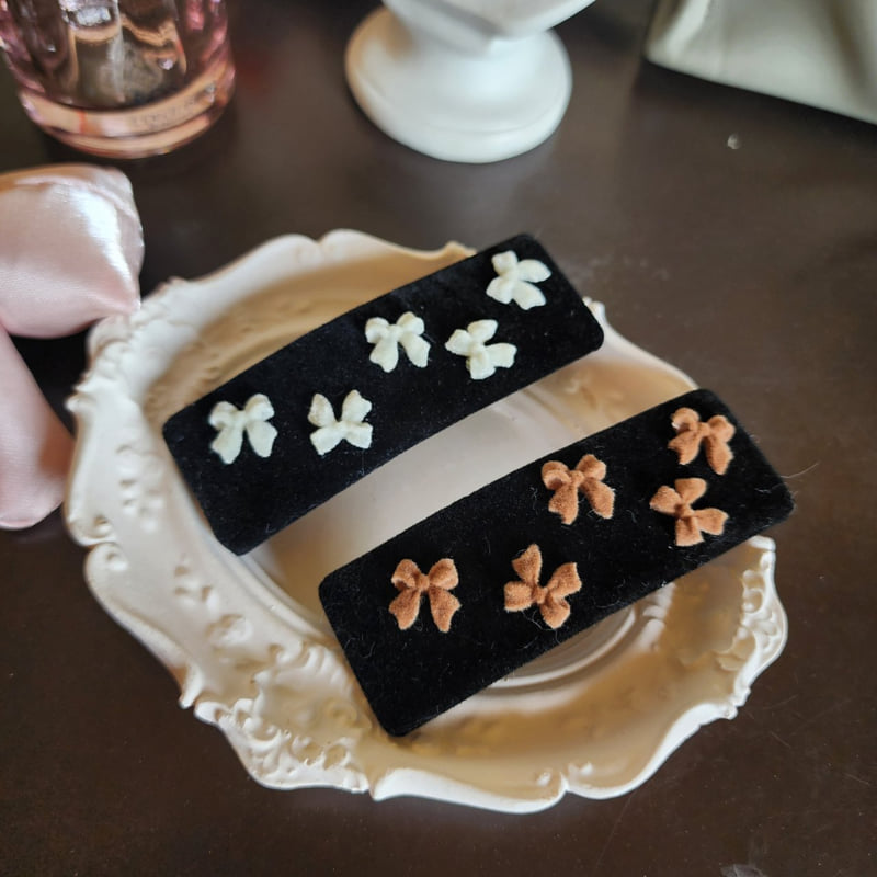 Newerly - Korean Women Fashion - #momslook - Mini Ribbon Velveet Hairpin