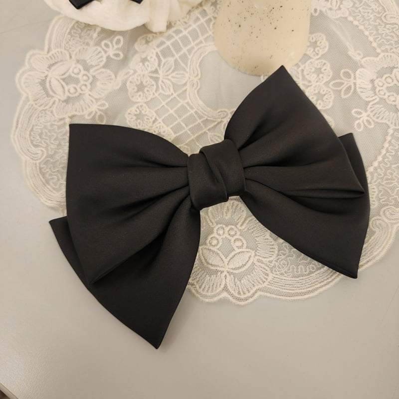 Newerly - Korean Women Fashion - #momslook - Black Satin Ribbon Hairpin