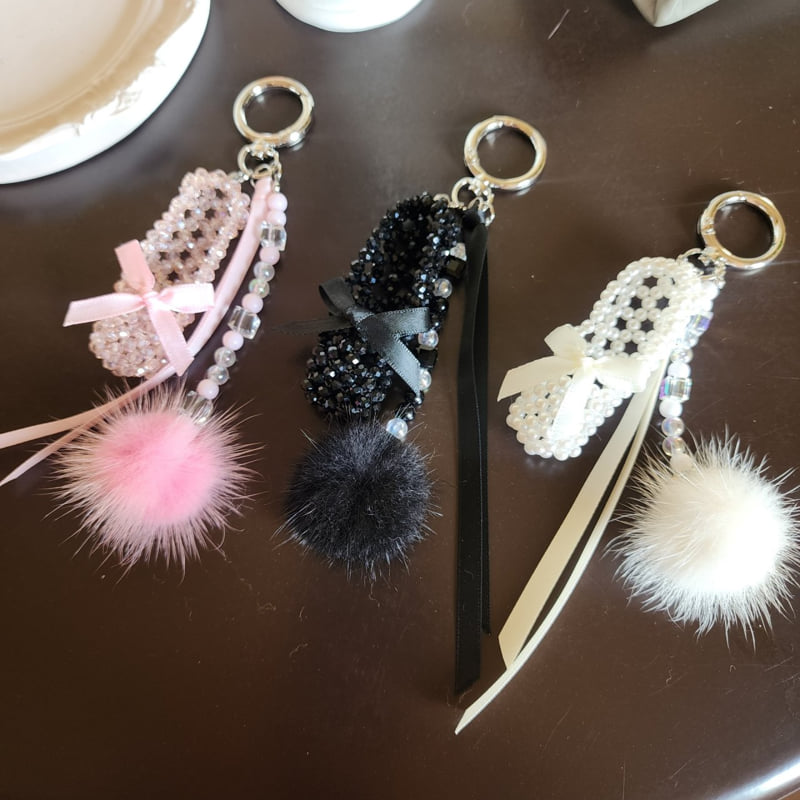 Newerly - Korean Women Fashion - #pursuepretty - Beads Toe Shoes Ribbon Keyring