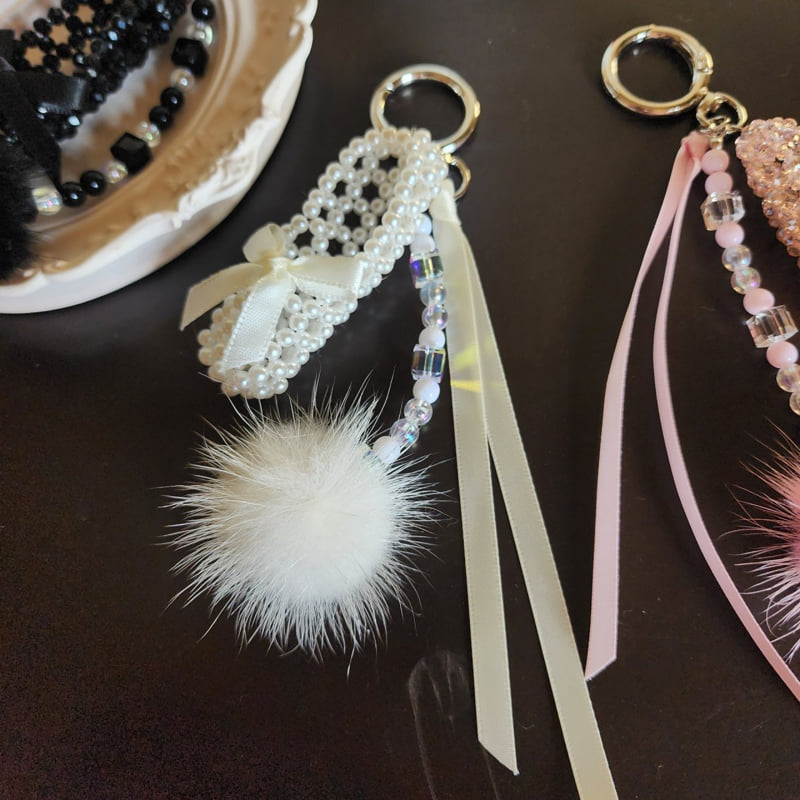 Newerly - Korean Women Fashion - #restrostyle - Beads Toe Shoes Ribbon Keyring - 2