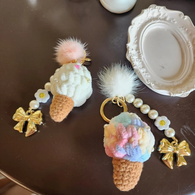 Newerly - Korean Women Fashion - #shopsmall - Icecream Pompom Strap Keyring