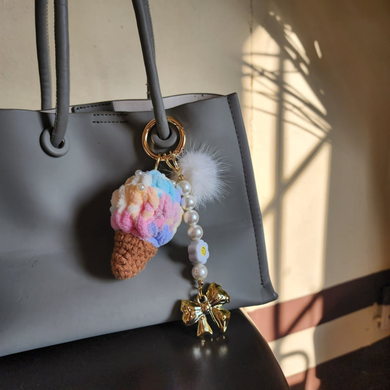 Newerly - Korean Women Fashion - #thatsdarling - Icecream Pompom Strap Keyring - 2