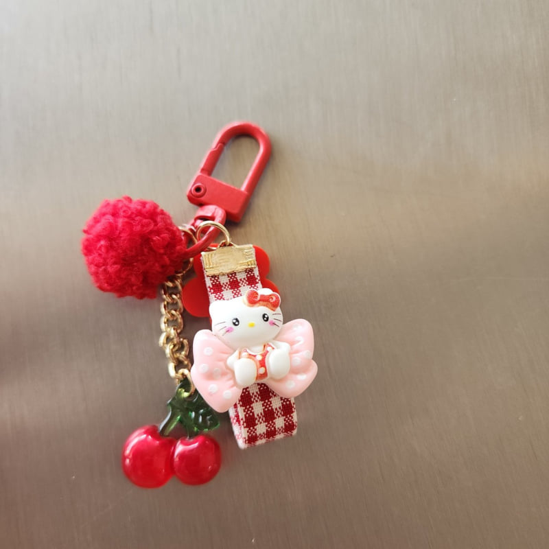 Newerly - Korean Women Fashion - #womensfashion - Check Red Cat Mini Keyring