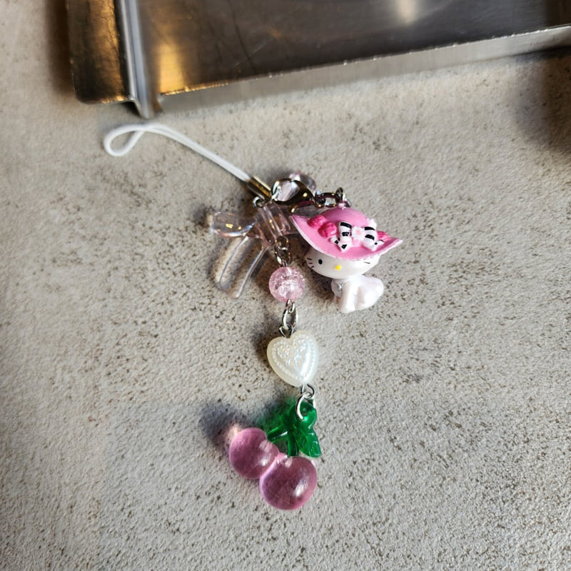 Newerly - Korean Women Fashion - #womensfashion - Pink Hat Cat Mni Strap Keyring