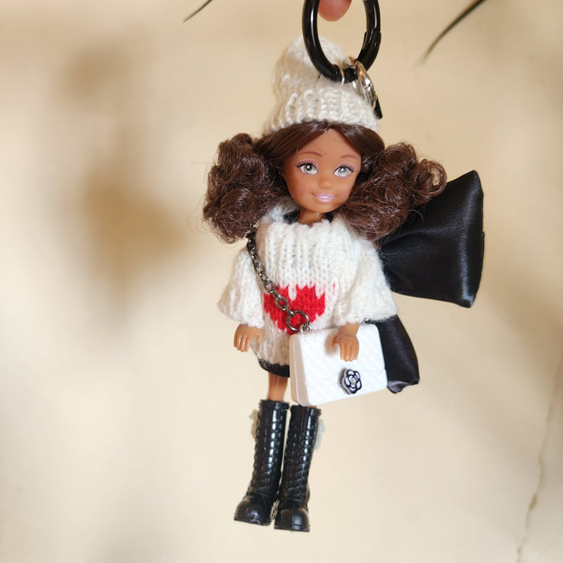 Newerly - Korean Women Fashion - #womensfashion - White Beanie Doll Keyring - 3