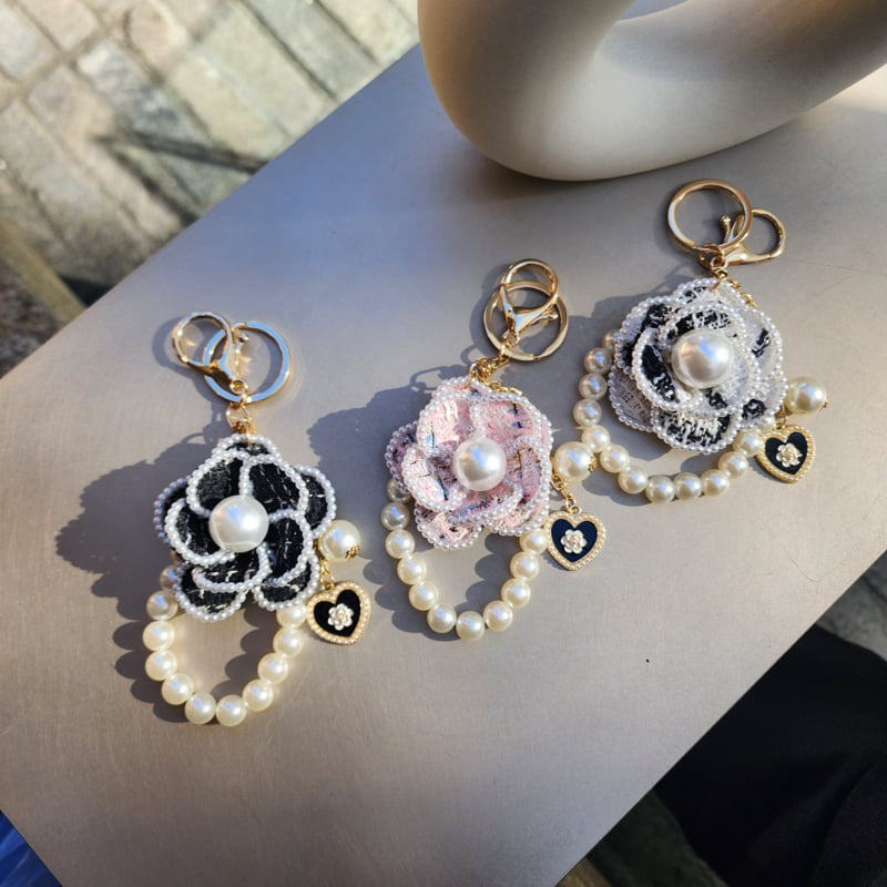 Newerly - Korean Women Fashion - #womensfashion - Tweed Corsage Ribbon Keyring