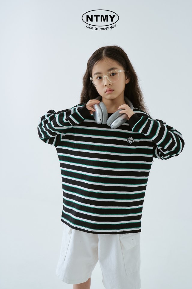 Nice To Meet You - Korean Children Fashion - #childrensboutique - NT Mark Stripe Tee - 3