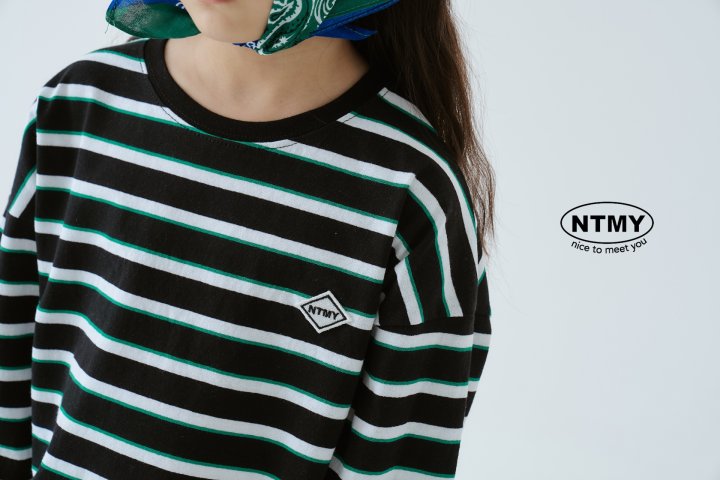 Nice To Meet You - Korean Children Fashion - #childrensboutique - NT Mark Stripe Tee - 4