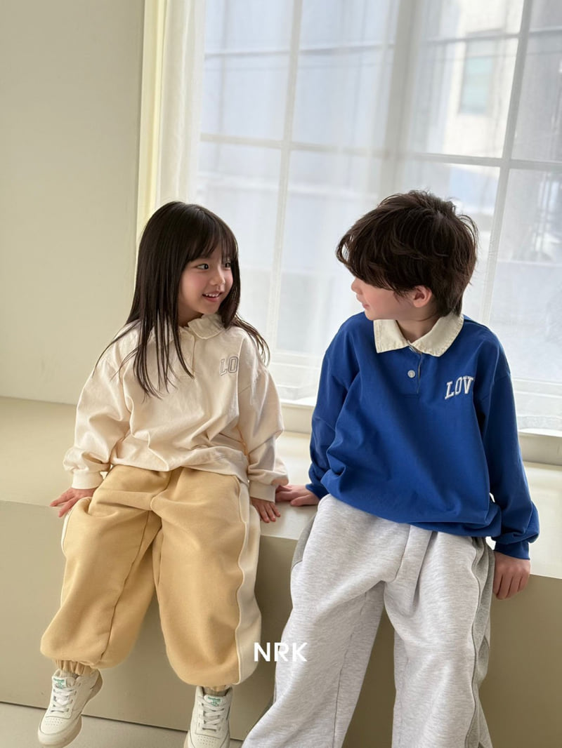 Nrk - Korean Children Fashion - #toddlerclothing - Love Collar Top Bottom Set - 6