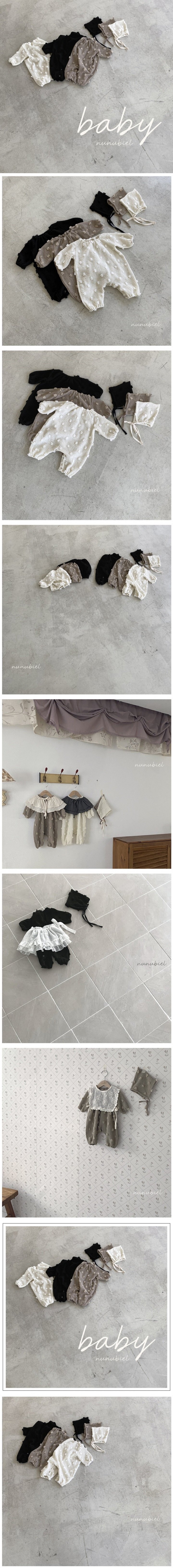 Nunubiel - Korean Baby Fashion - #babylifestyle - Bebe Pompom Romper Bonnet Set