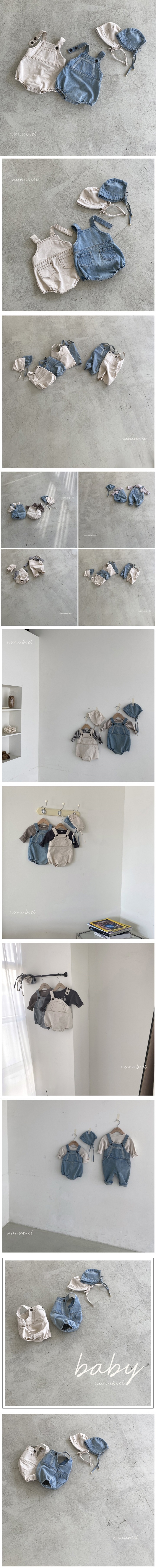 Nunubiel - Korean Baby Fashion - #babyoninstagram - Bebe Colored Denim Romper Bonnet Set