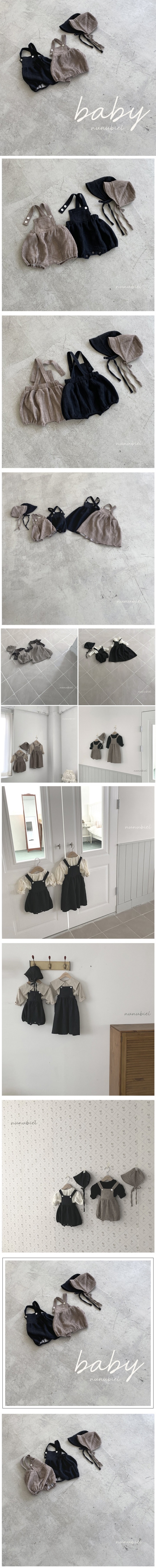 Nunubiel - Korean Baby Fashion - #babyoutfit - Bebe Baguette Romper Bonnet Set