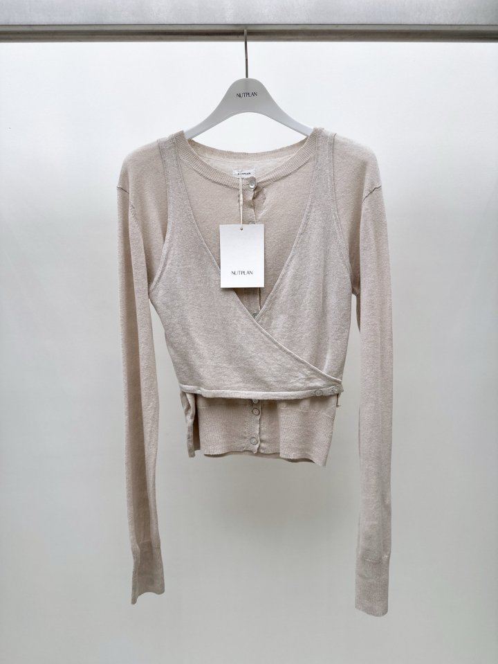 Nutplan - Korean Women Fashion - #romanticstyle - Linen Cardigan Set - 2
