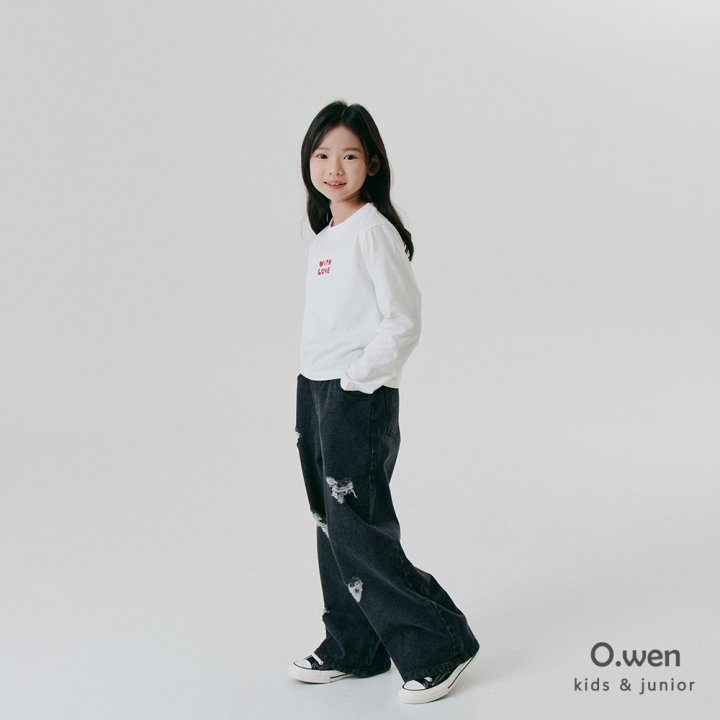 O Wen - Korean Children Fashion - #childofig - Heart Damage Denim Pants - 7