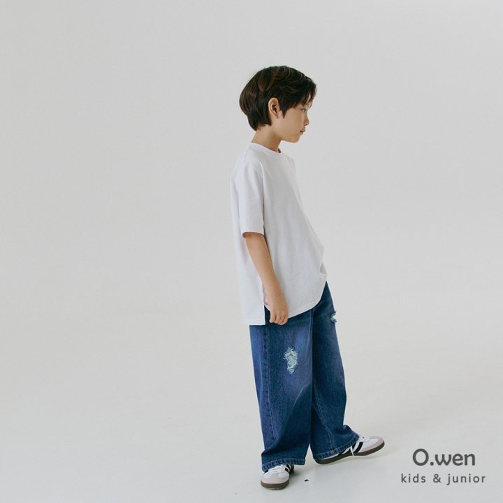 O Wen - Korean Children Fashion - #childrensboutique - Damage Washed Denim Pants - 3