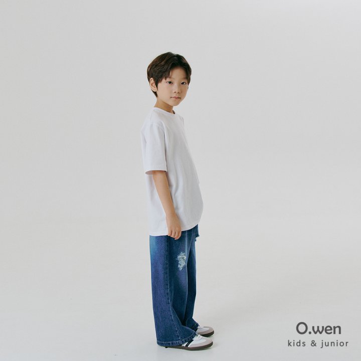 O Wen - Korean Children Fashion - #childrensboutique - Damage Washed Denim Pants - 4